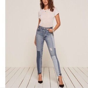 Reformation | Skinny Patch Jeans in Torres Wash Size 26 Light Medium Wash